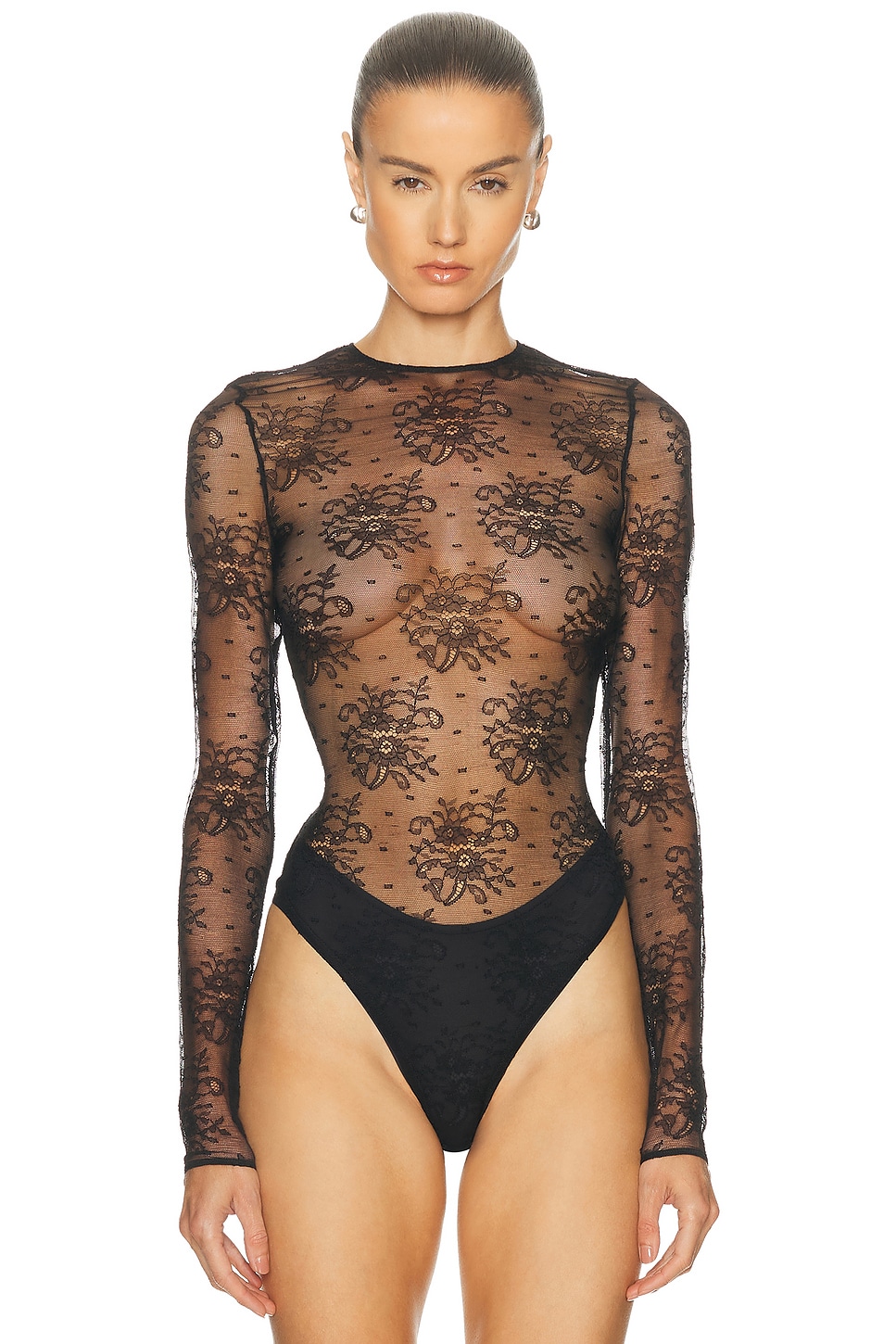 Dolce & Gabbana Long Sleeve Bodysuit In Black