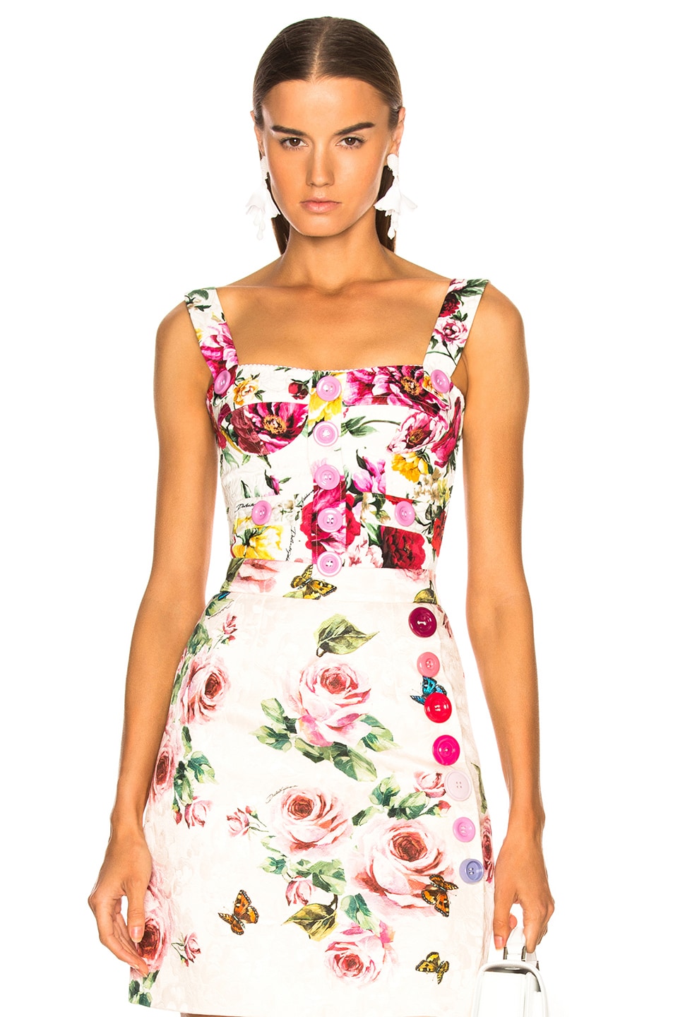 Image 1 of Dolce & Gabbana Brocade Floral Bustier in White Multicolor