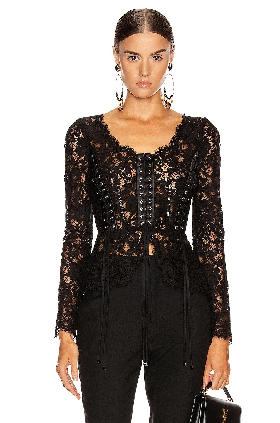Image 1 of Dolce & Gabbana Lace Long Sleeve Top in Black