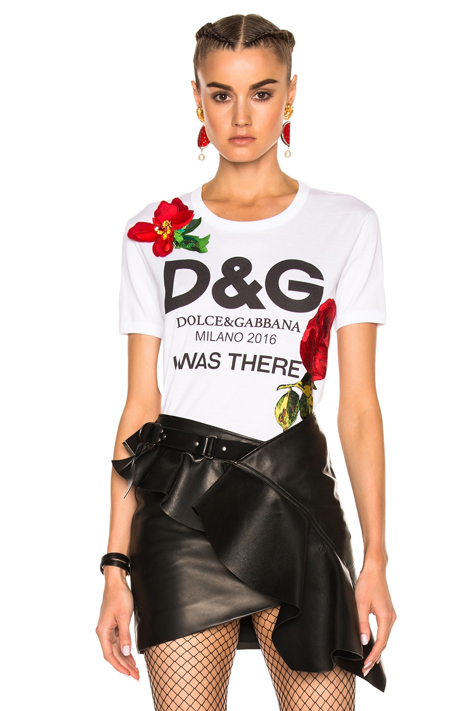 Image 1 of Dolce & Gabbana Embroidered Graphic Tee in Black & White