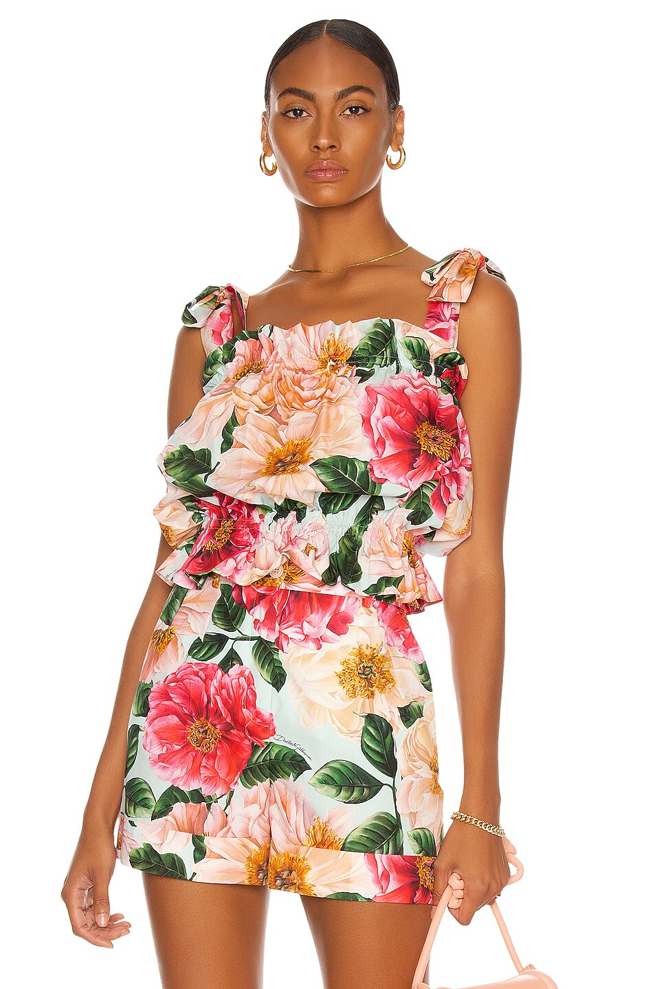 Image 1 of Dolce & Gabbana Floral Sleeveless Top in White & Pink