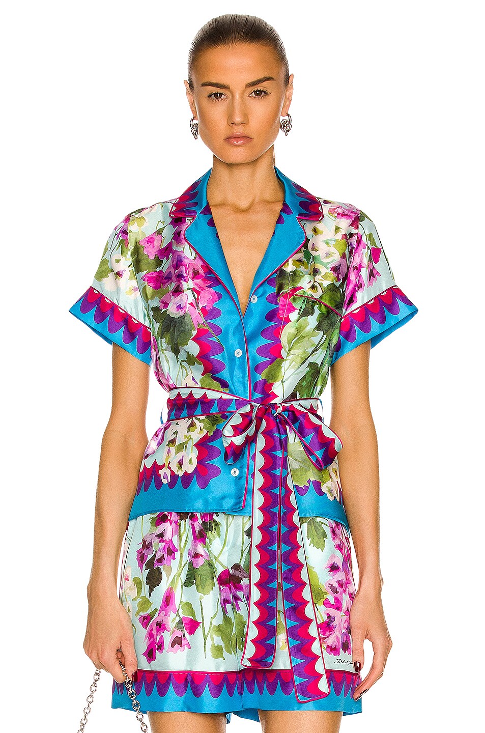 Dolce Gabbana Floral Short Sleeve Shirt In Campanule FWRD