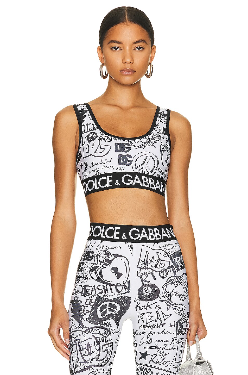 Image 1 of Dolce & Gabbana Printed Logo Crop Top in Dark Side