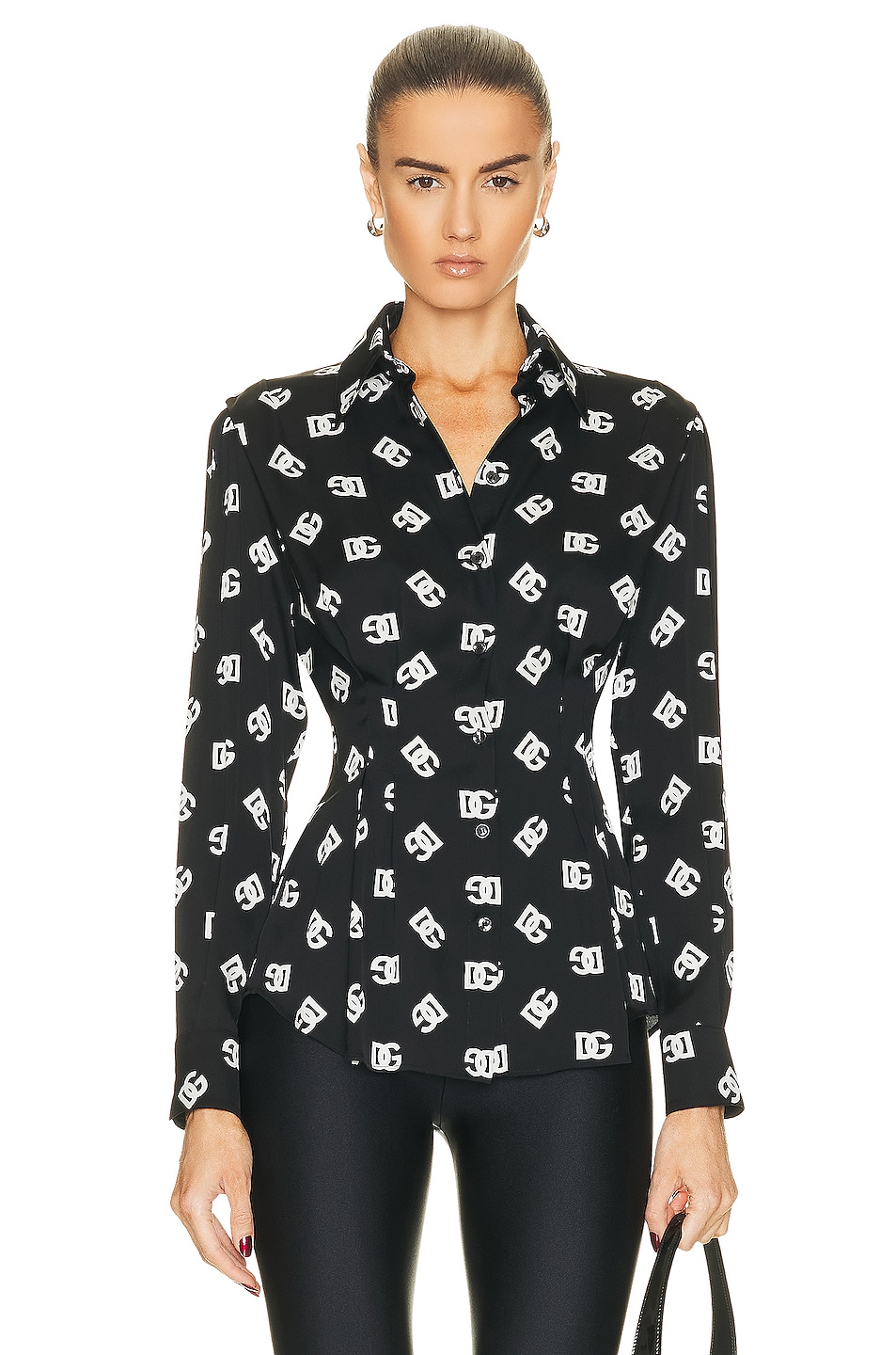 Image 1 of Dolce & Gabbana Long Sleeve Blouse in Dg Bianco & Nero