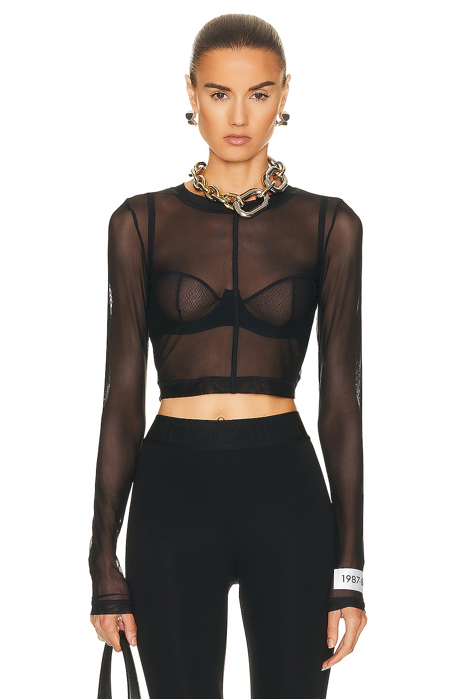 Image 1 of Dolce & Gabbana Stretch Long Sleeve Top in Black