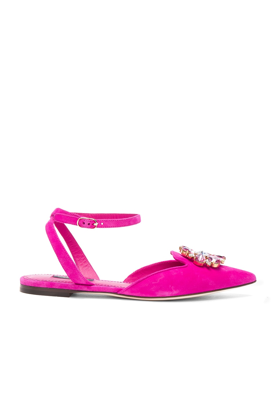 Image 1 of Dolce & Gabbana Suede Belucci Flats in Shocking Pink