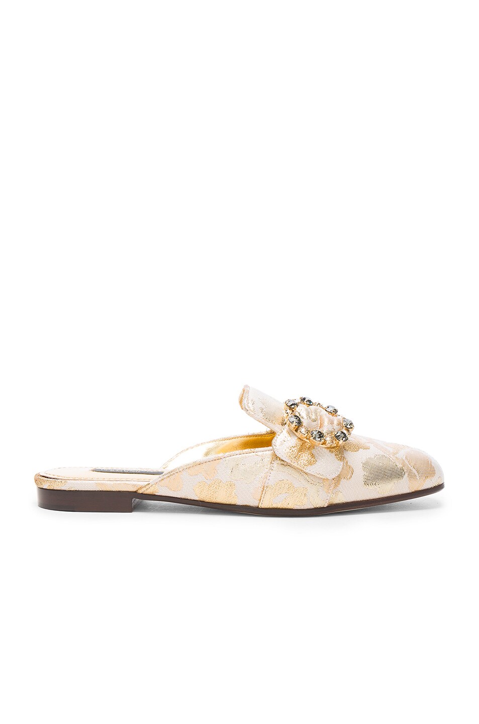 Image 1 of Dolce & Gabbana Brocade Mules in Gold