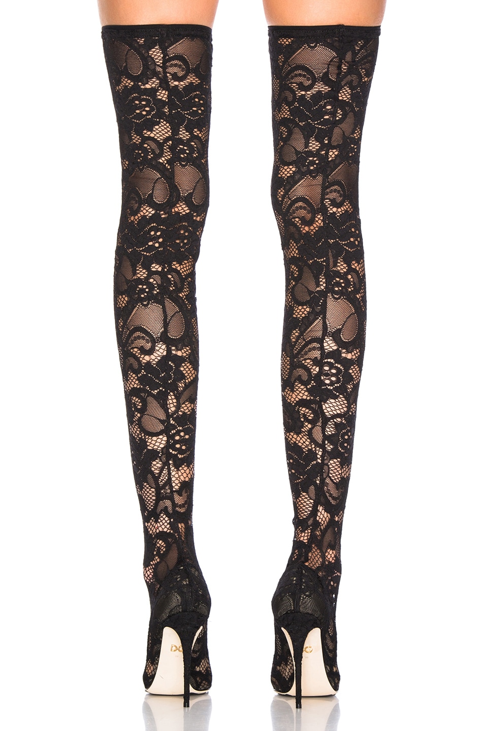 Dolce & Gabbana Lace Thigh High Boots in Black | FWRD