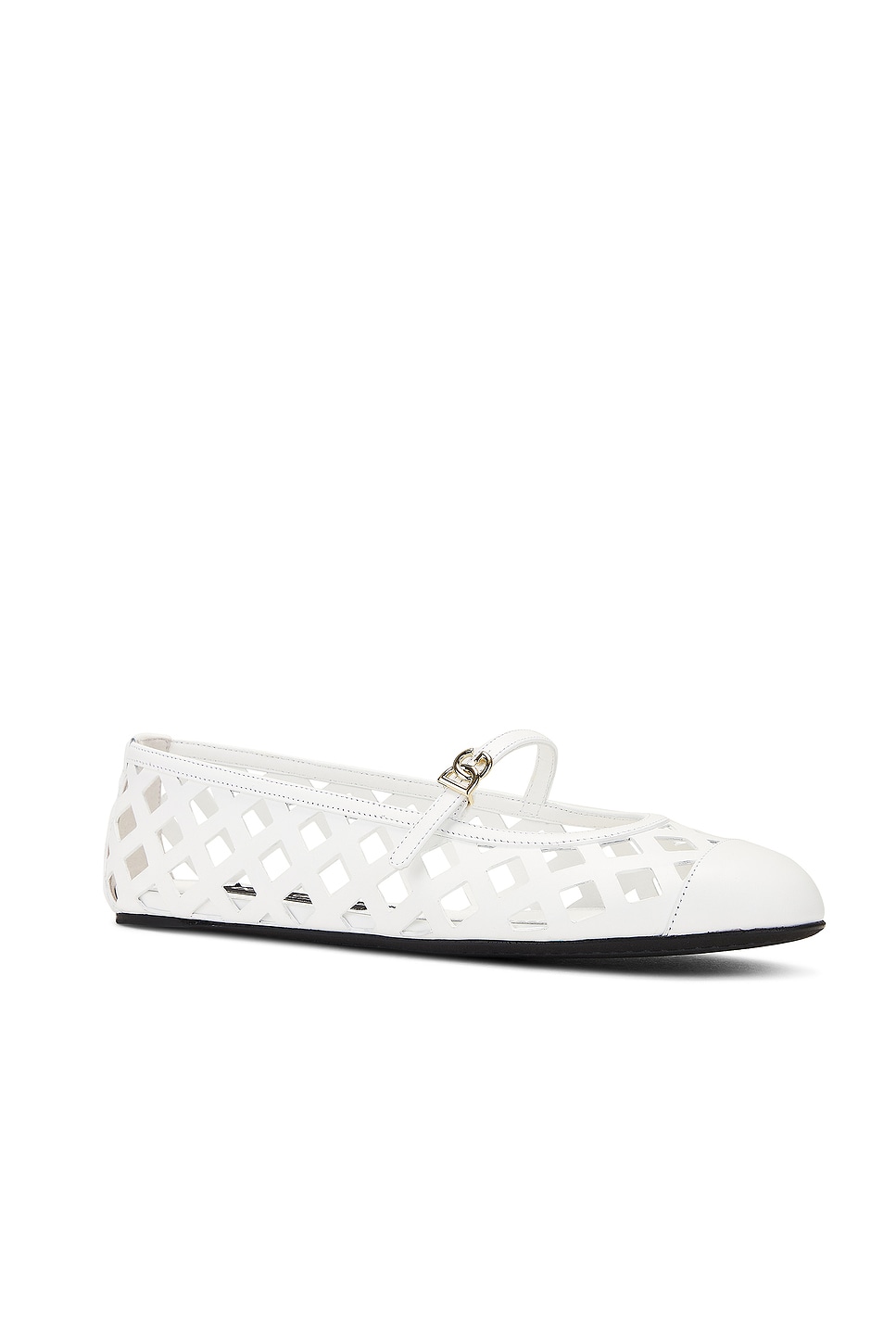 Shop Dolce & Gabbana Ballerina Flat In Optical White