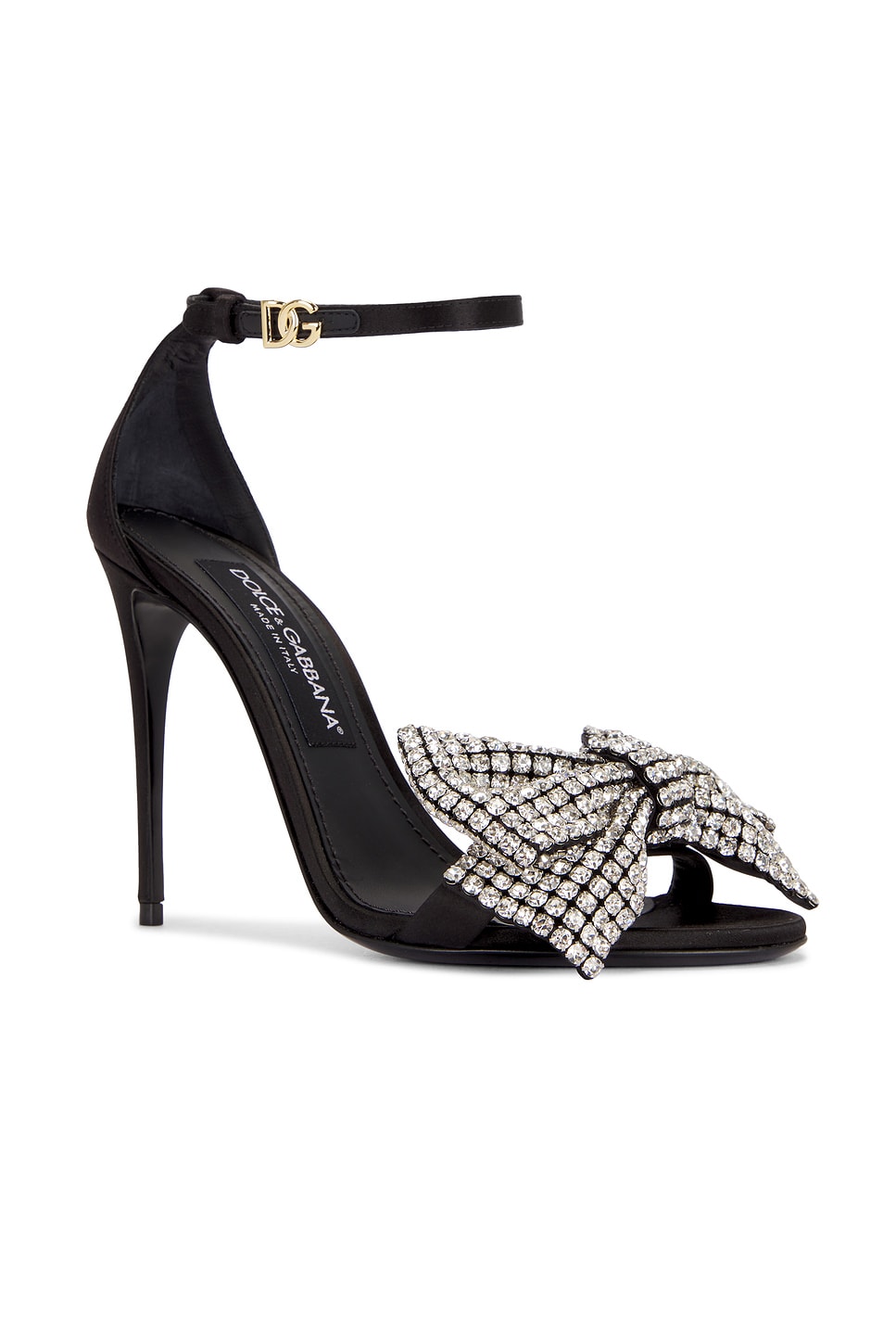 Dolce & Gabbana Rhinestone Decorative High-heeled Sandals In Nero & Crystal