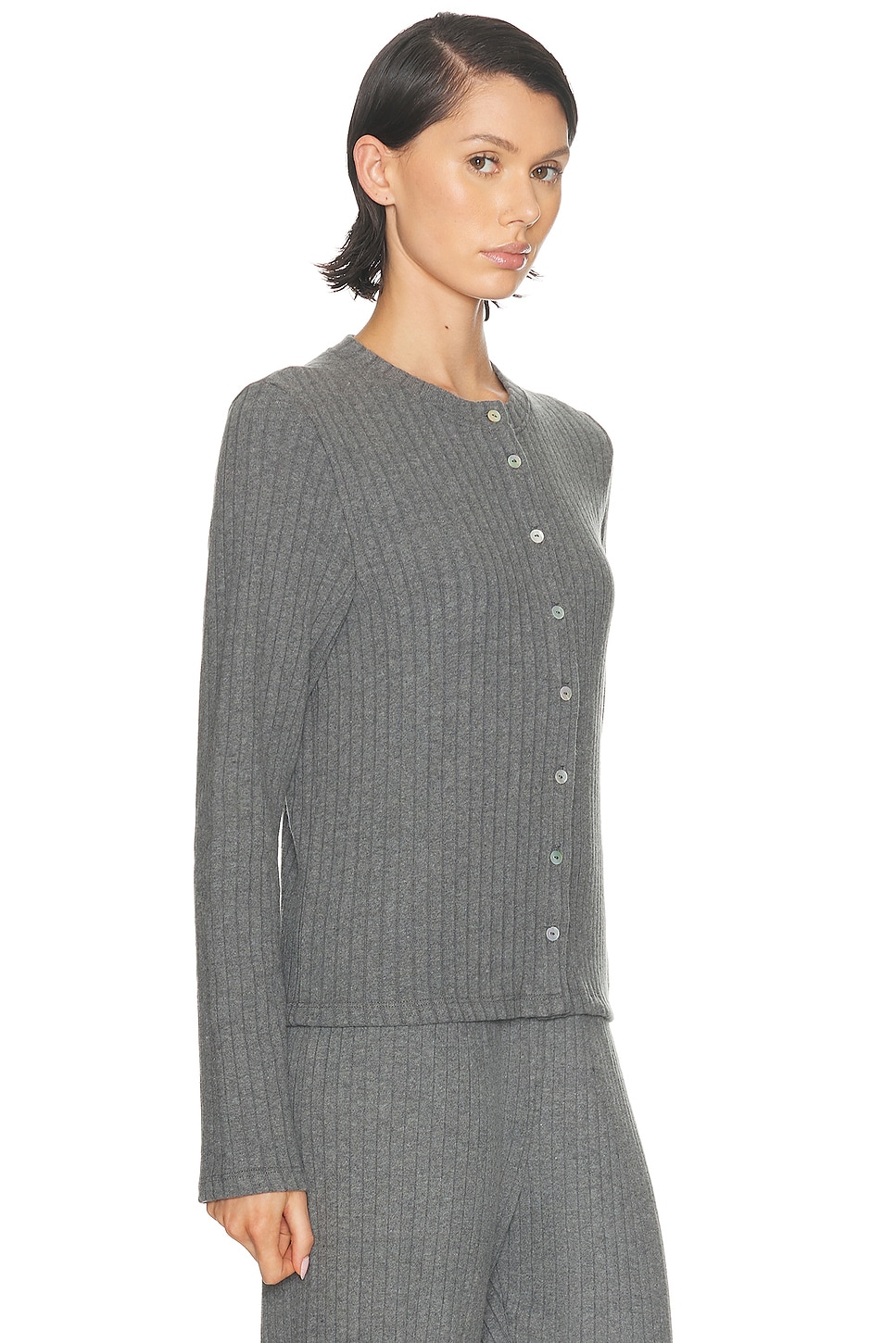 Donni The Sweater Rib Cardi In Gray