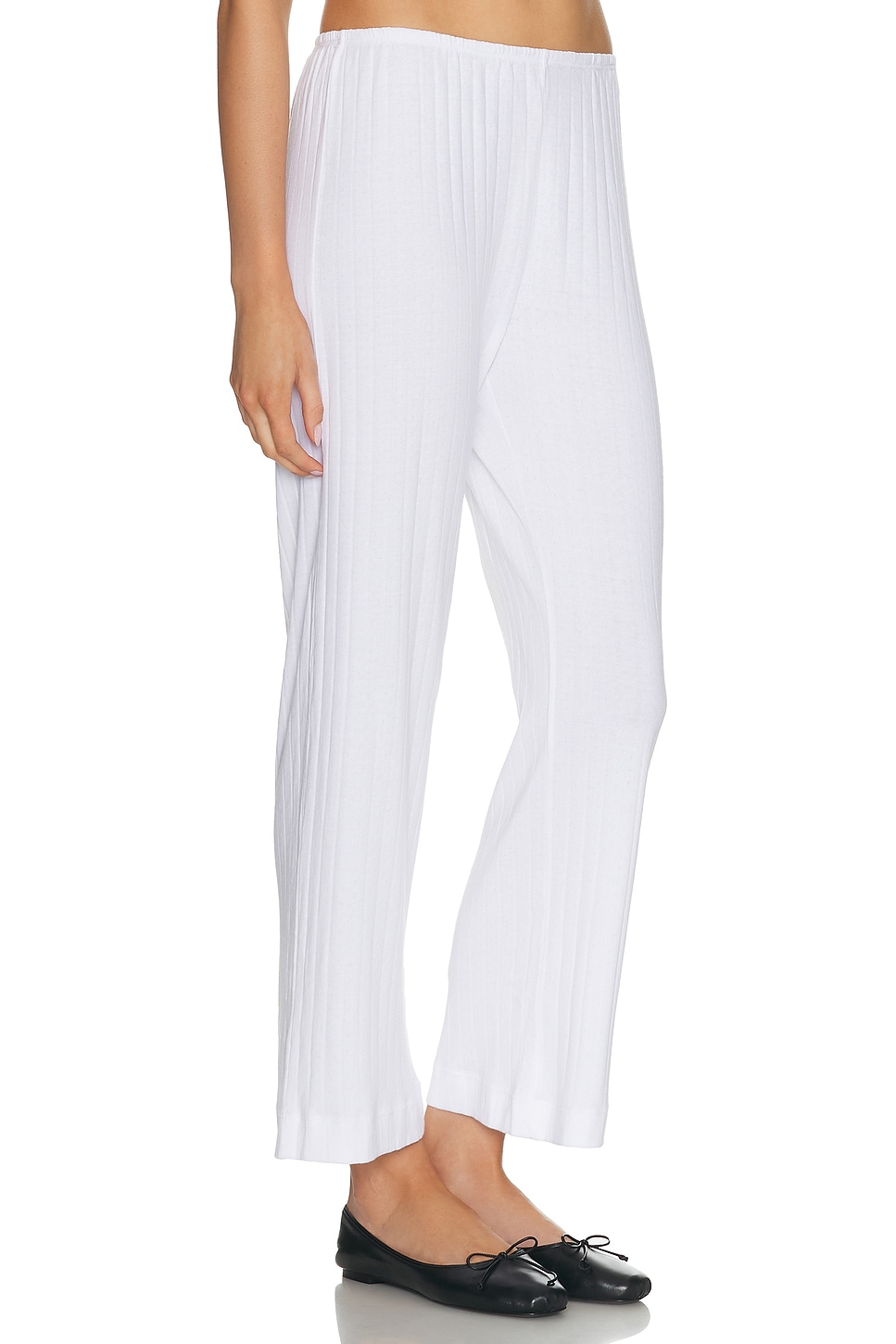 Donni The Pointelle Simple Crop Pant In White
