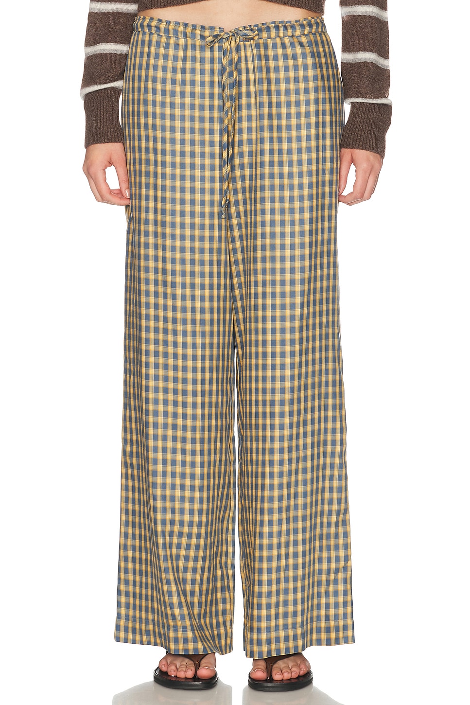 DONNI. The Tencel Plaid Tie Pant
