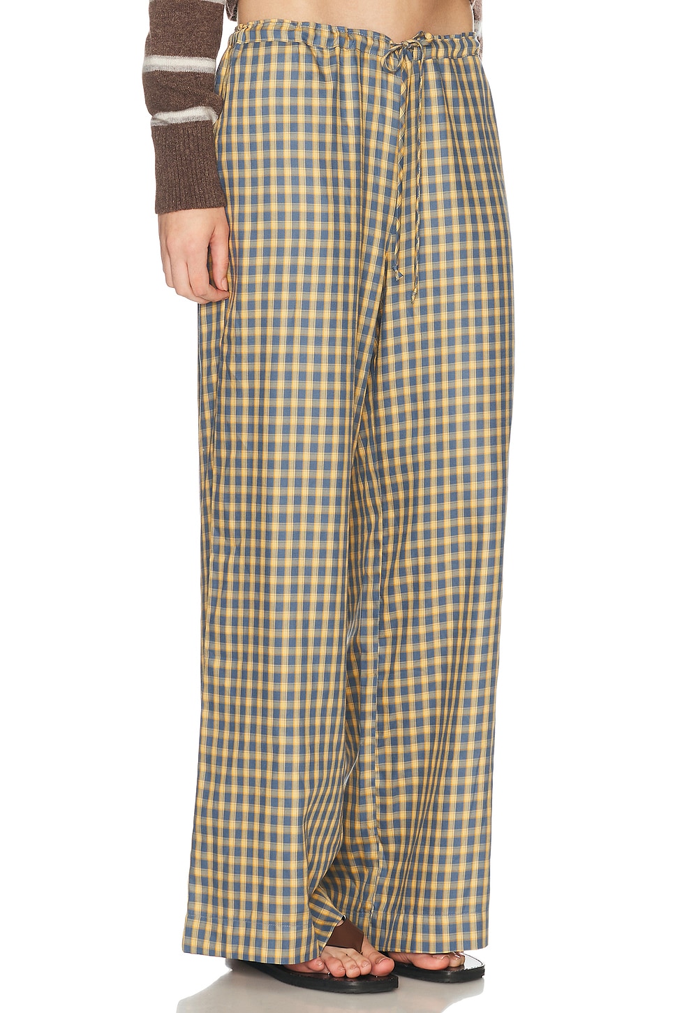 DONNI. The Tencel Plaid Tie Pant