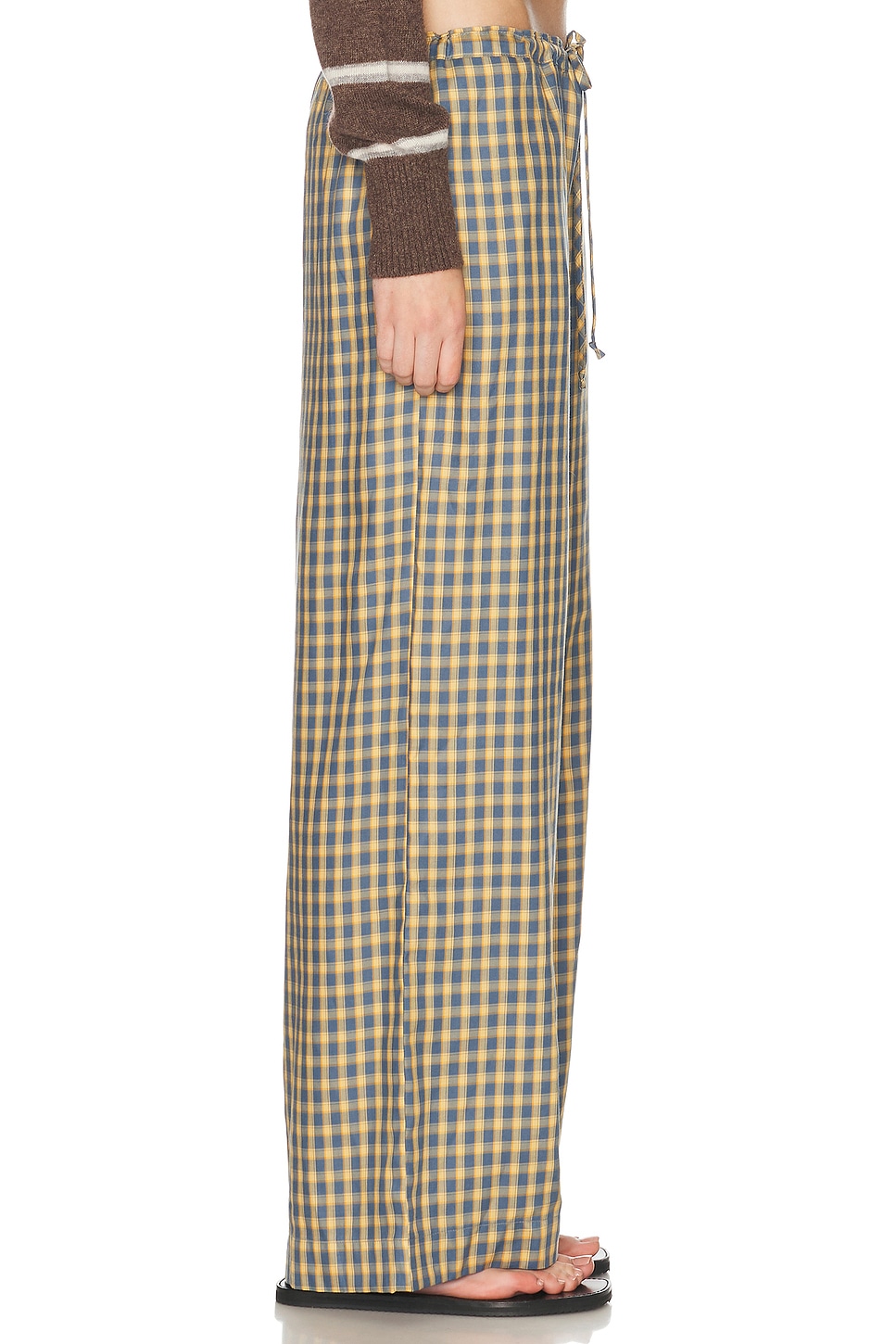DONNI. The Tencel Plaid Tie Pant