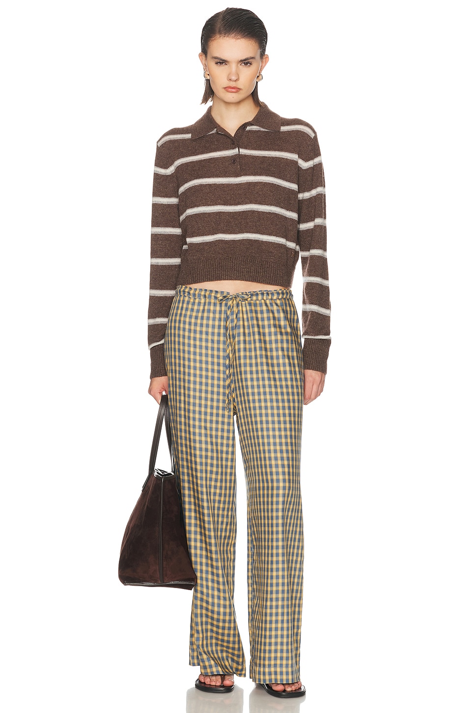 DONNI. The Tencel Plaid Tie Pant