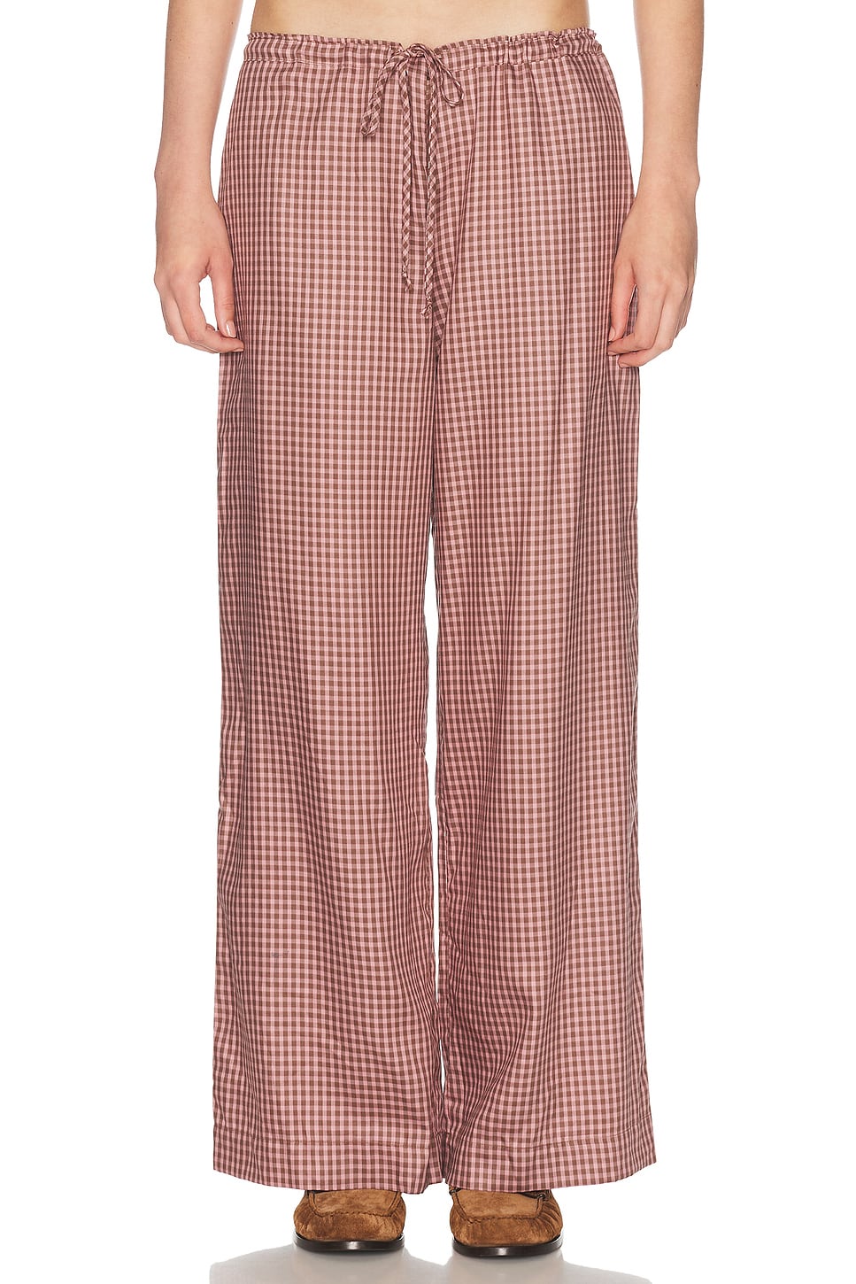 DONNI. The Tencel Plaid Tie Pant