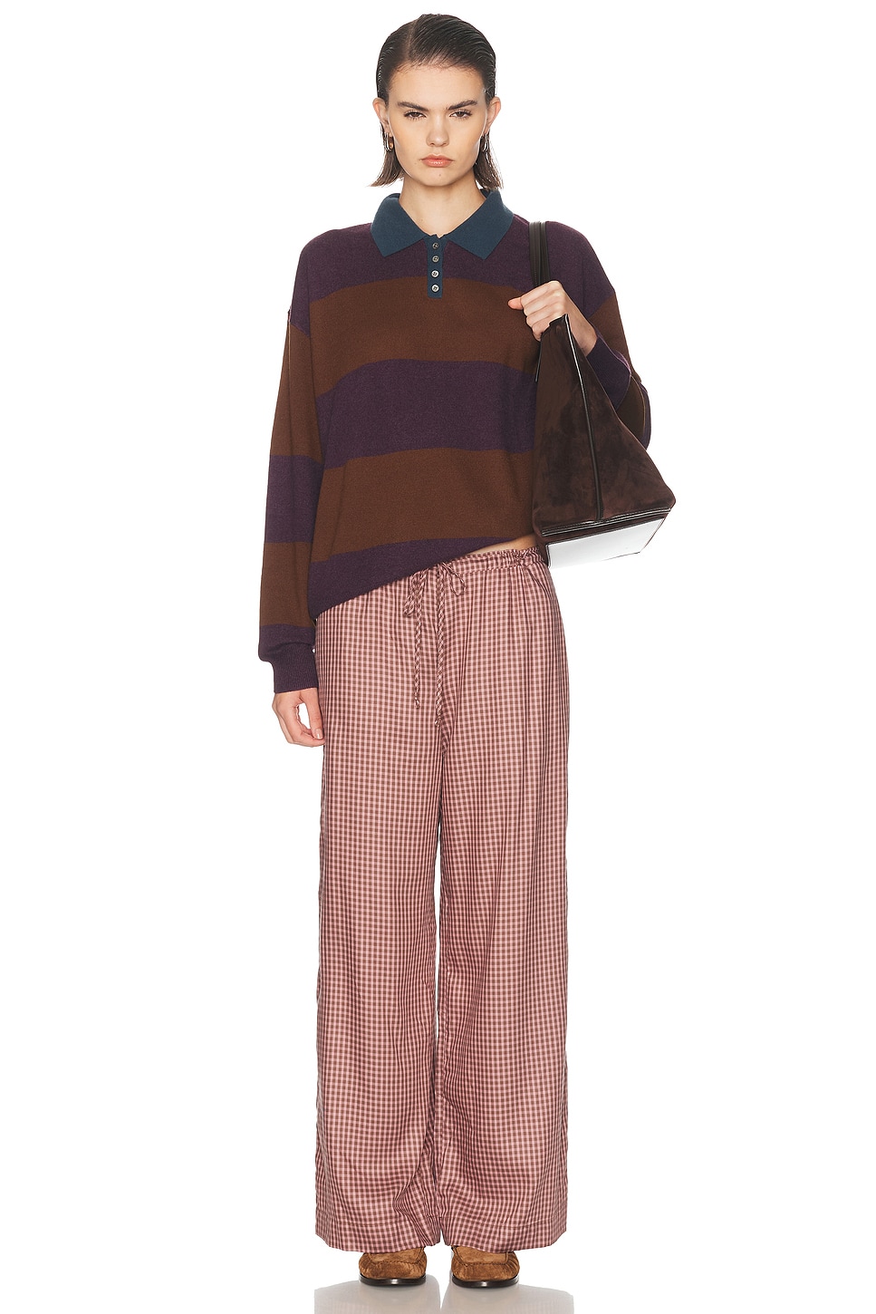 DONNI. The Tencel Plaid Tie Pant
