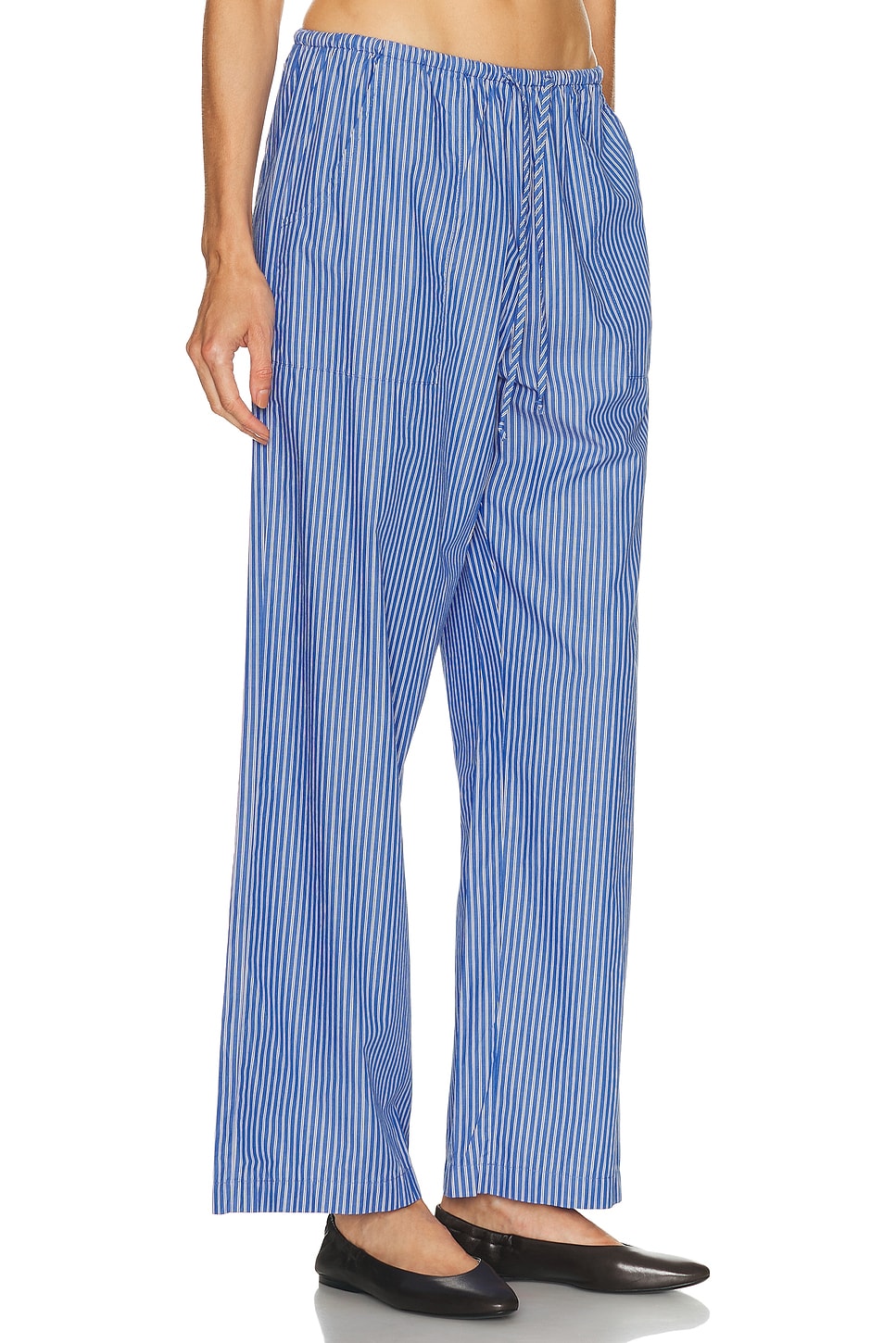 Donni The Stripe Pop Drawstring Pant In Blue