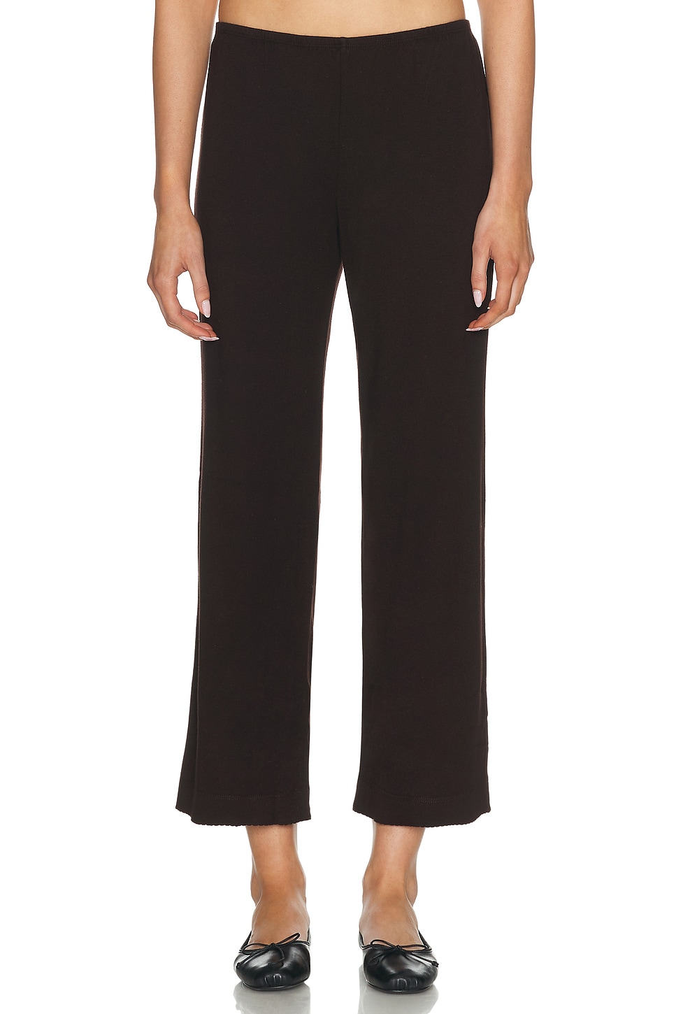 Image 1 of DONNI. The Baby Rib Scallop Pant in Espresso