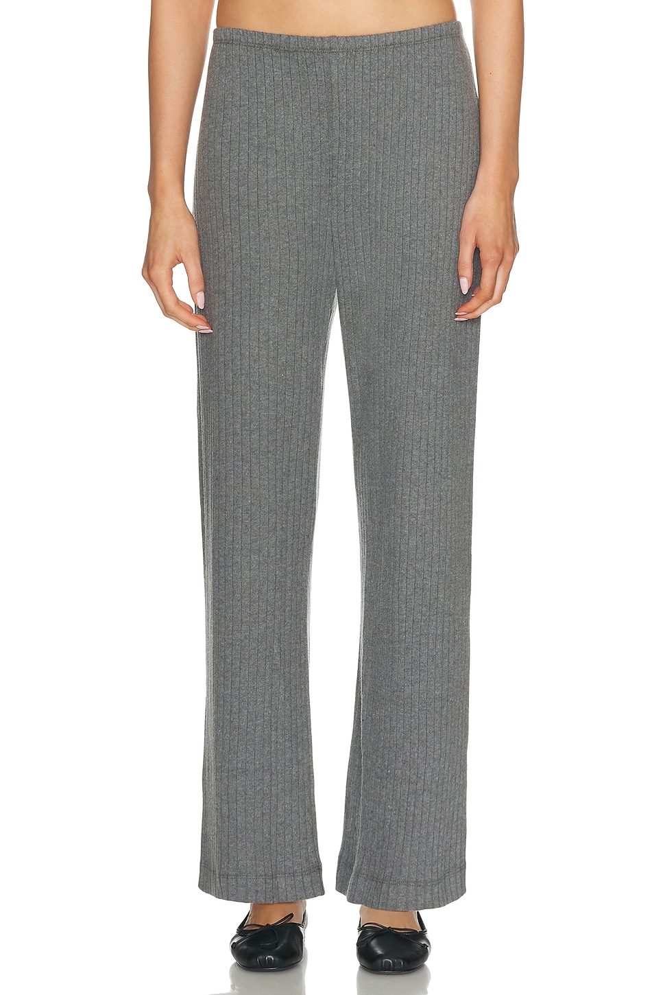 Image 1 of DONNI. The Sweater Rib Simple Pant in Charcoal Grey