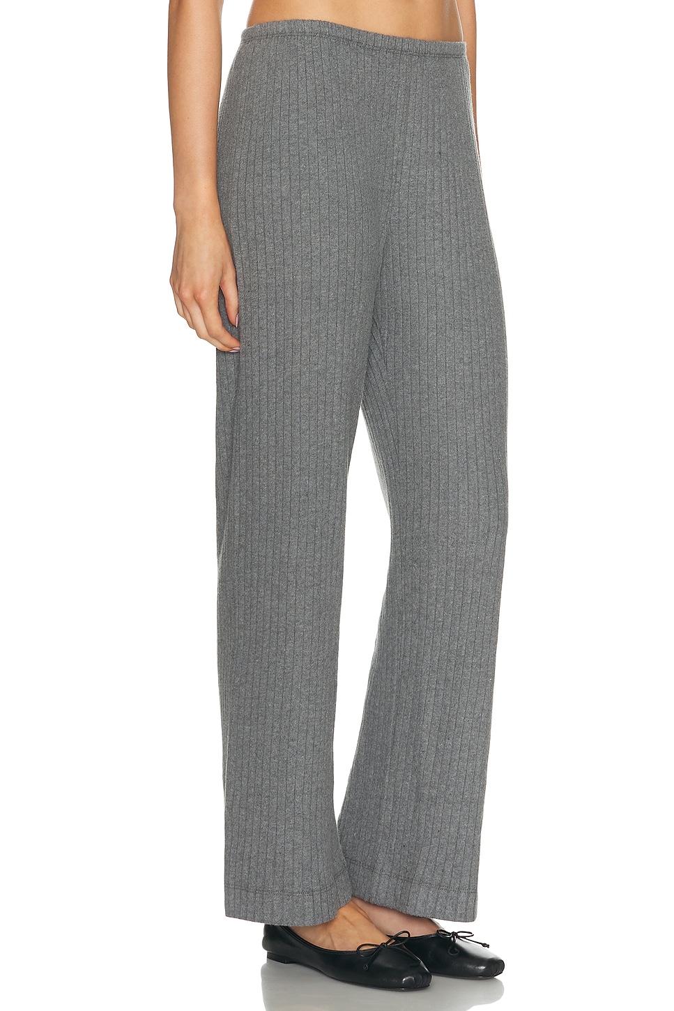 Donni The Sweater Rib Simple Pant In Gray
