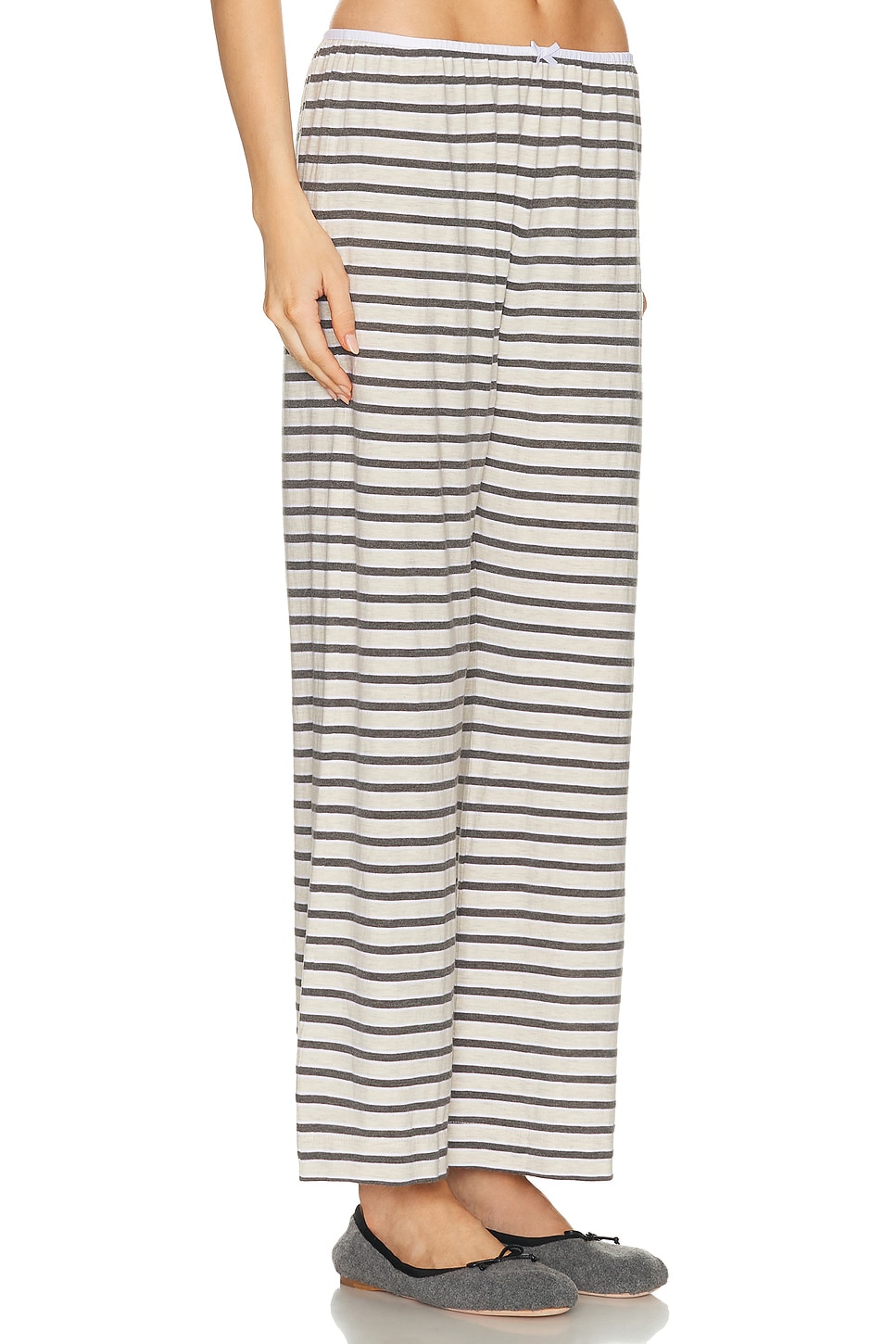 Donni The Stripe Jersey Bow Simple Pant In Multi
