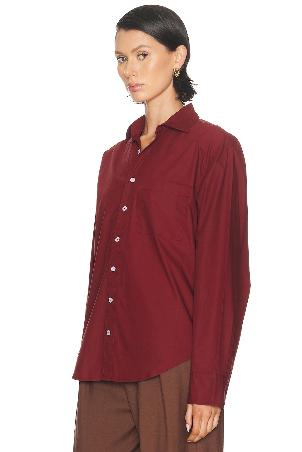Donni The Poplin Shirt In Burgundy