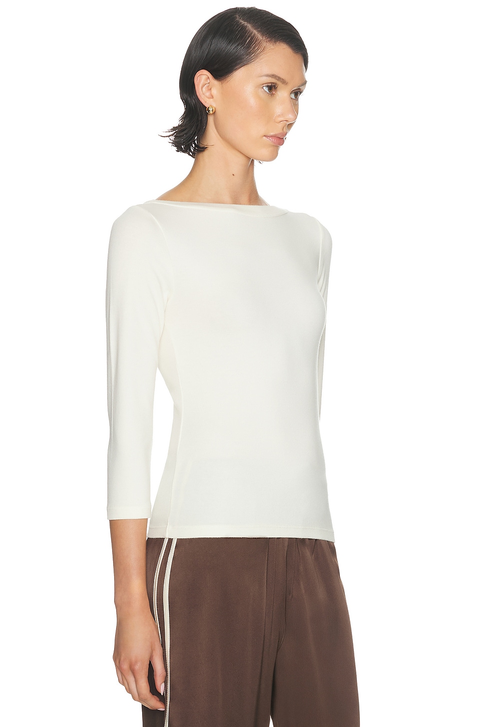 Donni The Baby Rib Boatneck Top In White