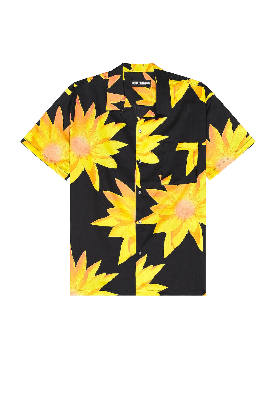 Image 1 of DOUBLE RAINBOUU Short Sleeve Hawaiian Shirt in Gold Lotus