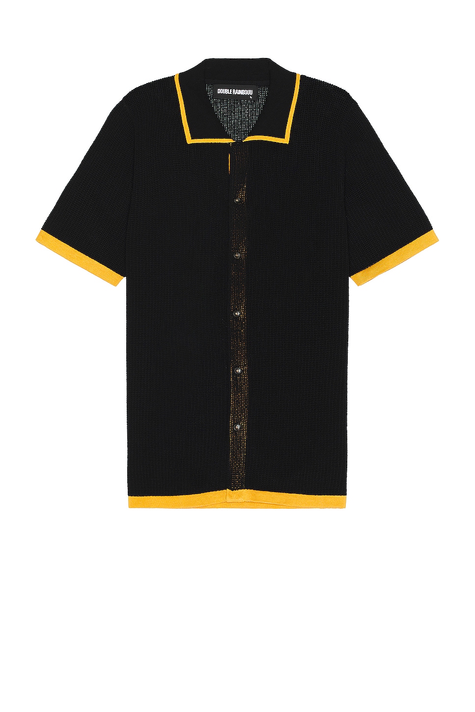 Image 1 of DOUBLE RAINBOUU Knit Shirt in Black & Gold