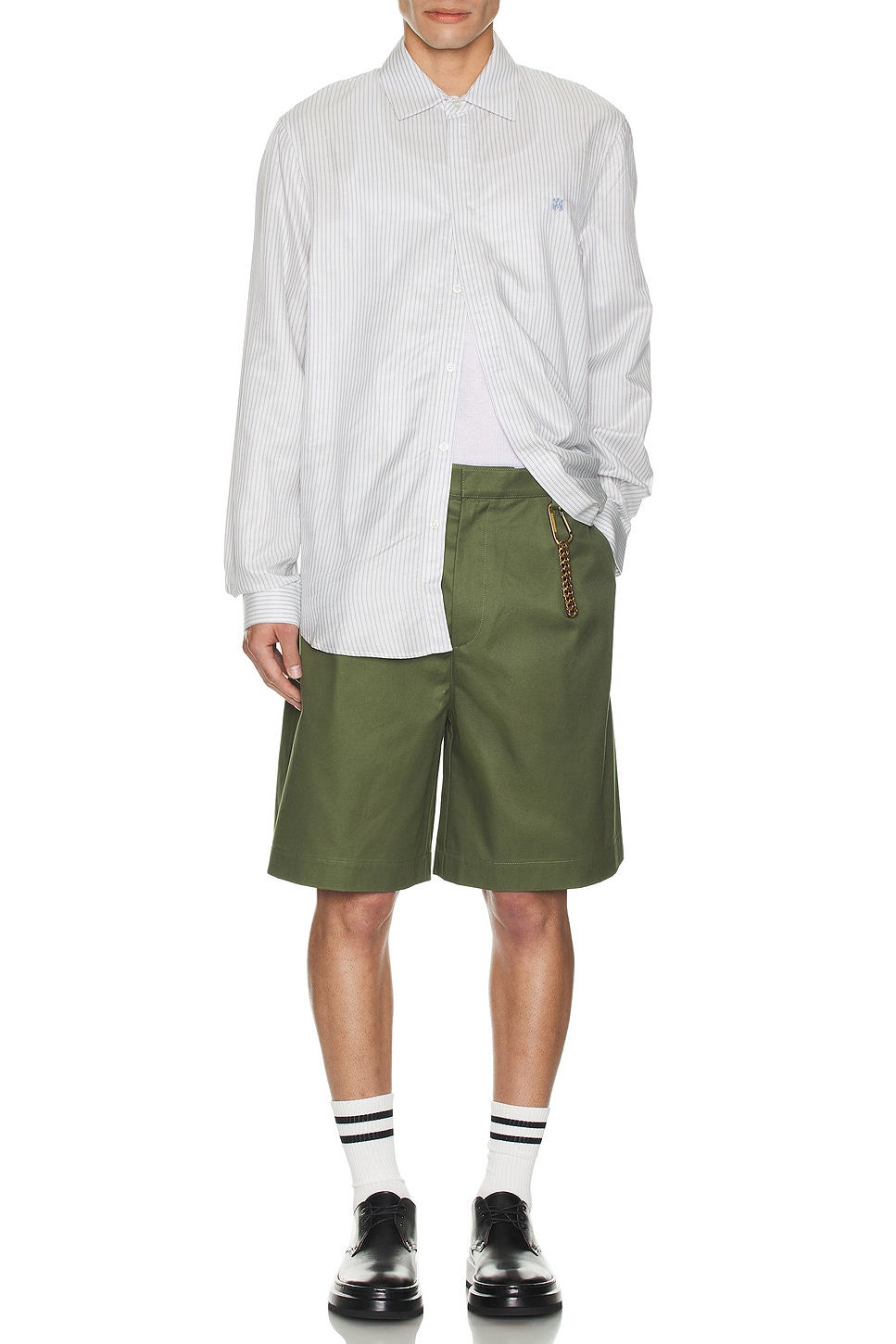 Image 6 of DARKPARK Danny Wide Leg Shorts in Military Green
