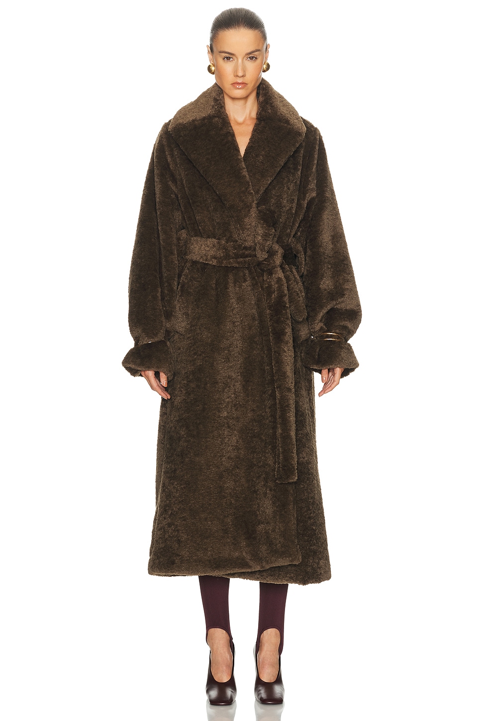 Darkpark Madison Faux Fur Trench Coat In Green