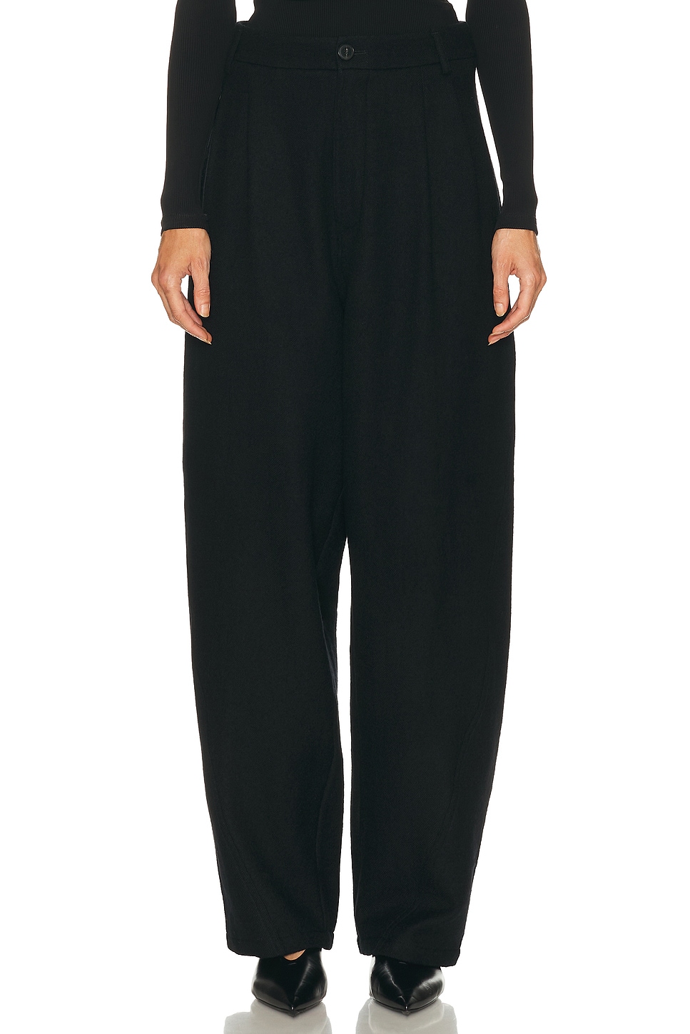 Darkpark Phebe Wide Leg Japanese Wool Pant In Black