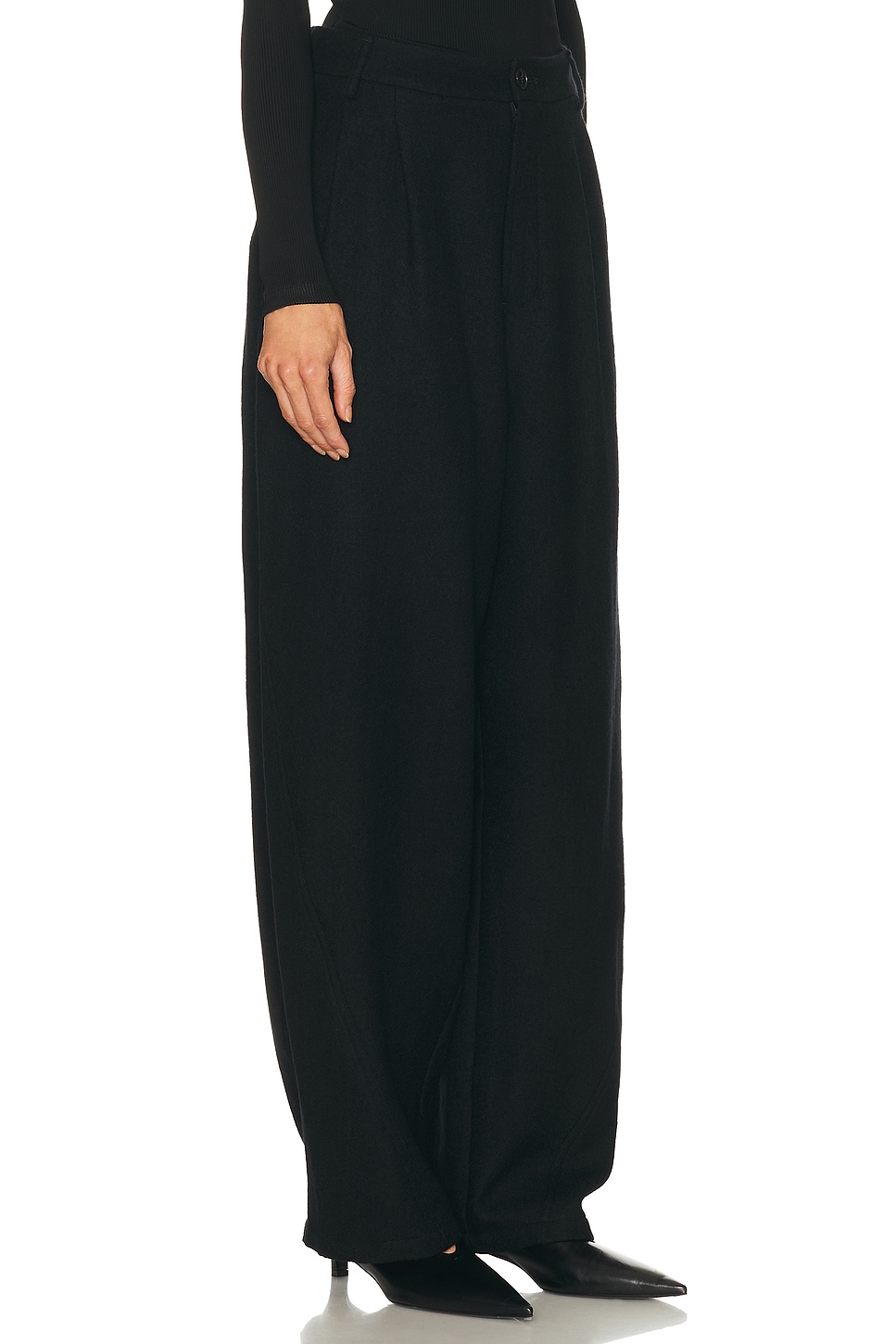 Darkpark Phebe Wide Leg Japanese Wool Pant In Black