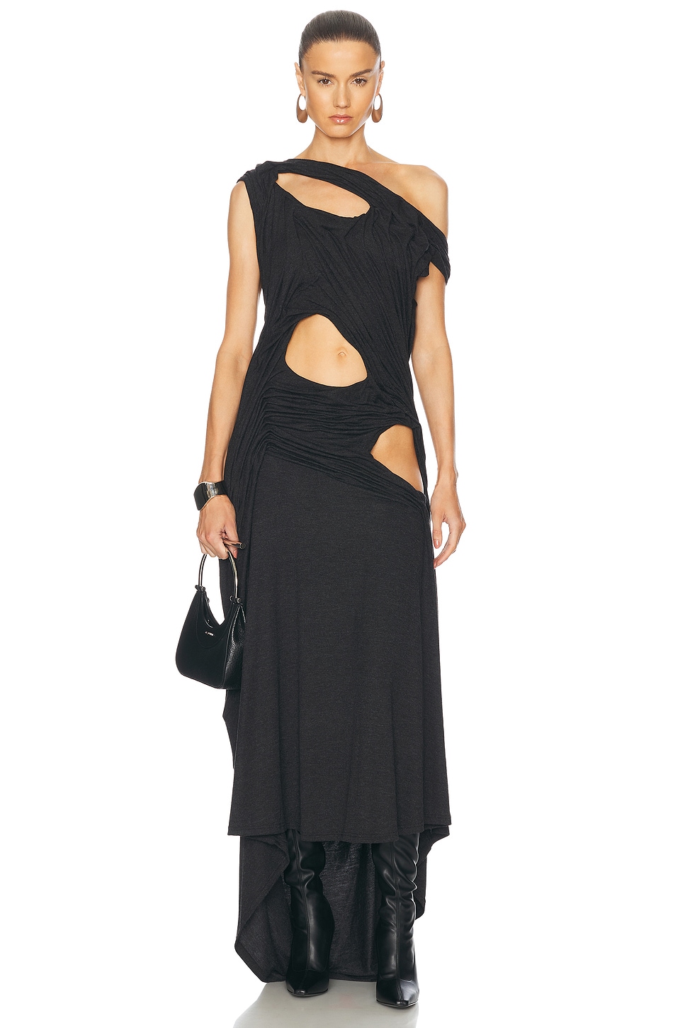 One Shoulder Midnight Dress in Charcoal