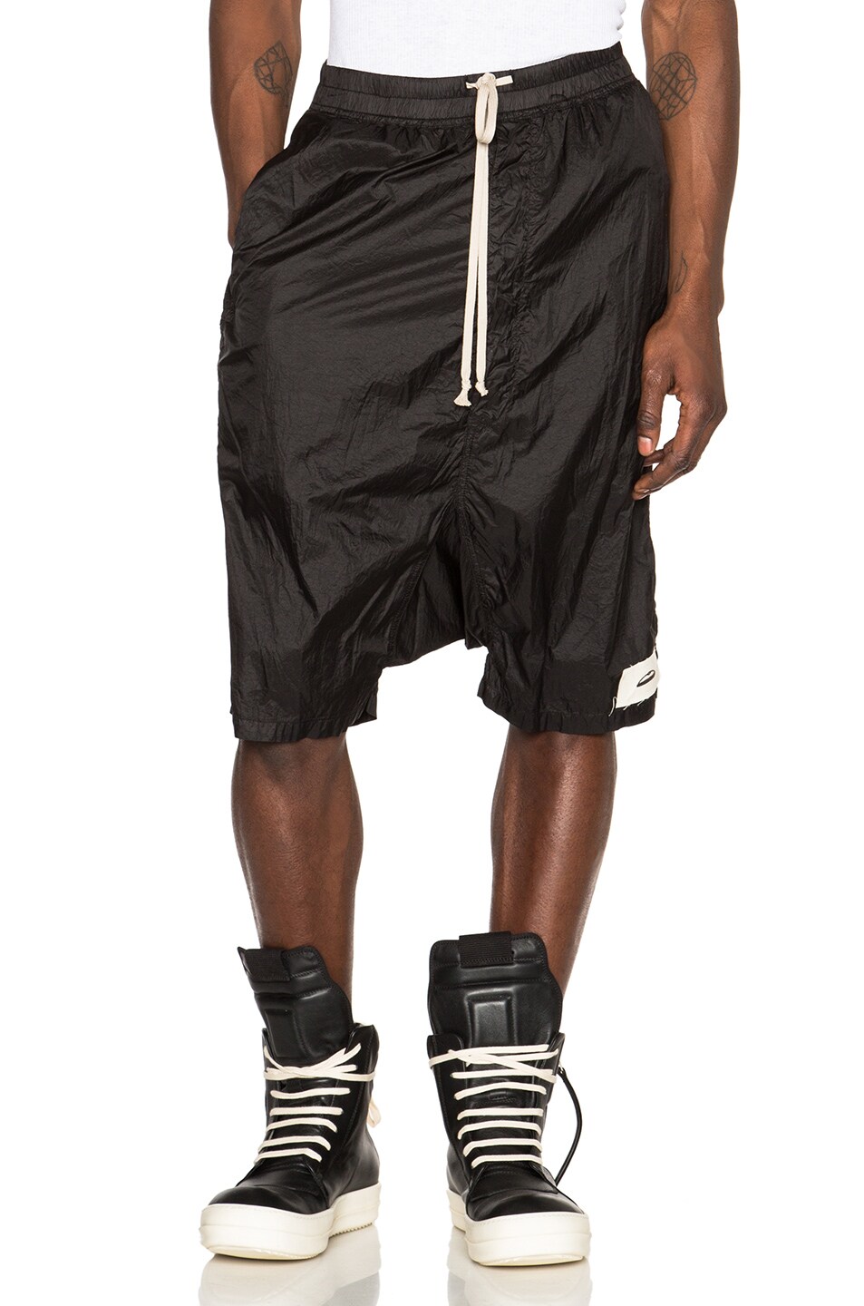 Image 1 of DRKSHDW by Rick Owens Pod Shorts with Patches in Black