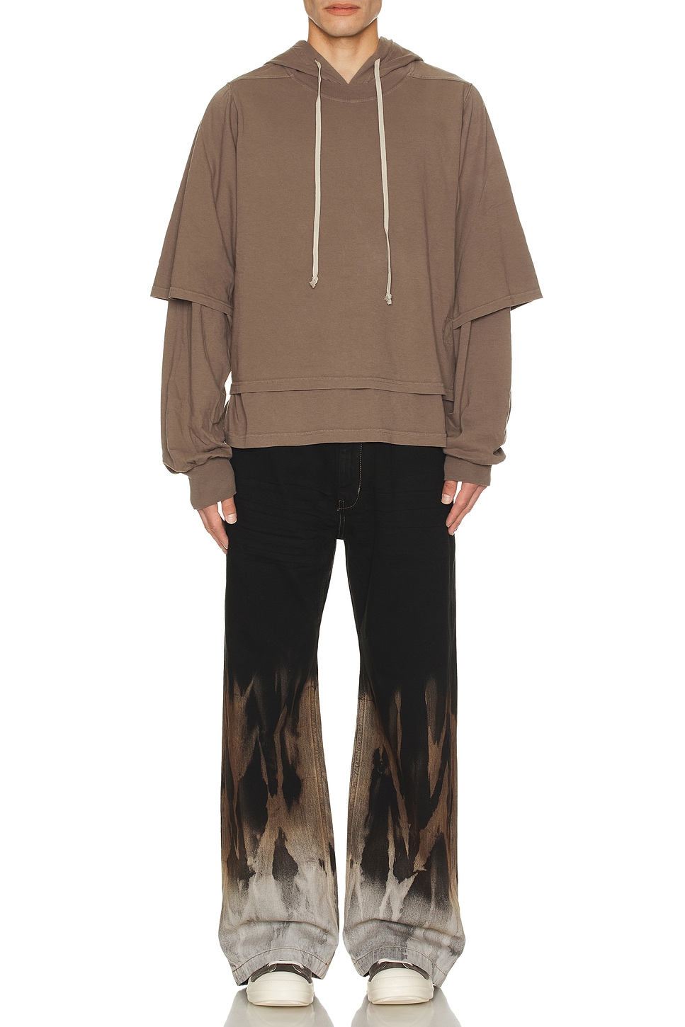 Image 1 of DRKSHDW by Rick Owens Hustler Hoodie in Dust