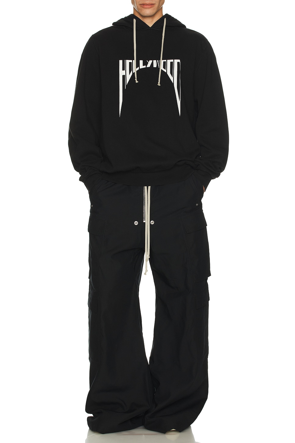 Image 1 of DRKSHDW by Rick Owens Oversized Hoodie in Black & Milk