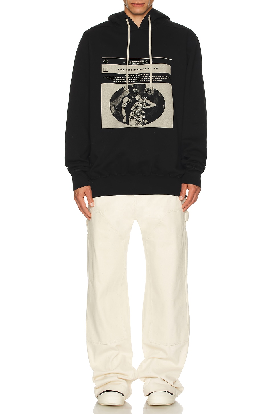 Image 1 of DRKSHDW by Rick Owens Oversized Hoodie in Black & Pearl