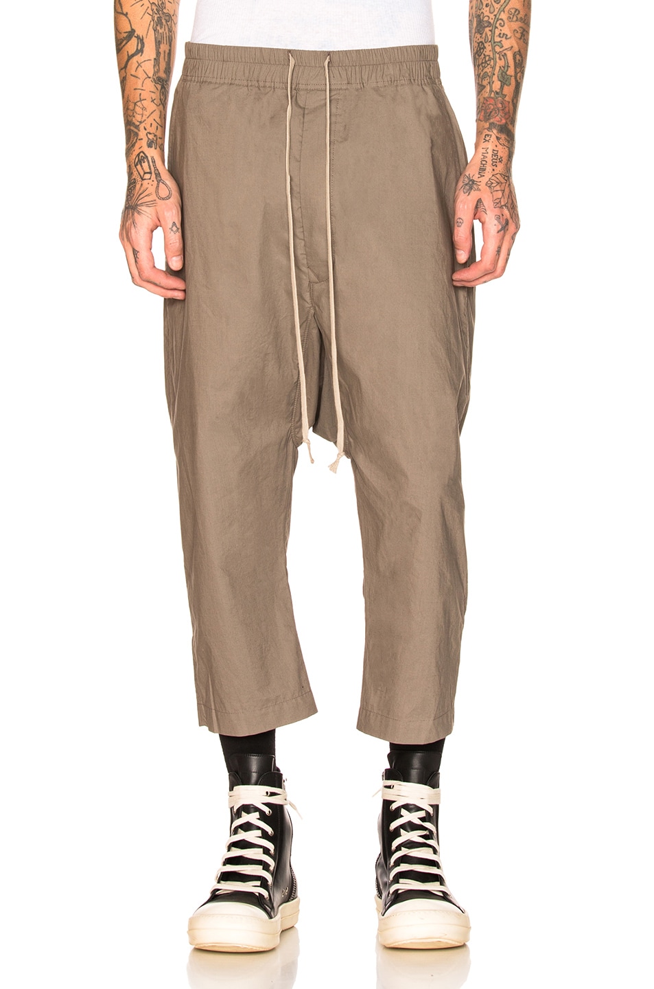 Image 1 of DRKSHDW by Rick Owens Drawstring Cropped Pants in Dust