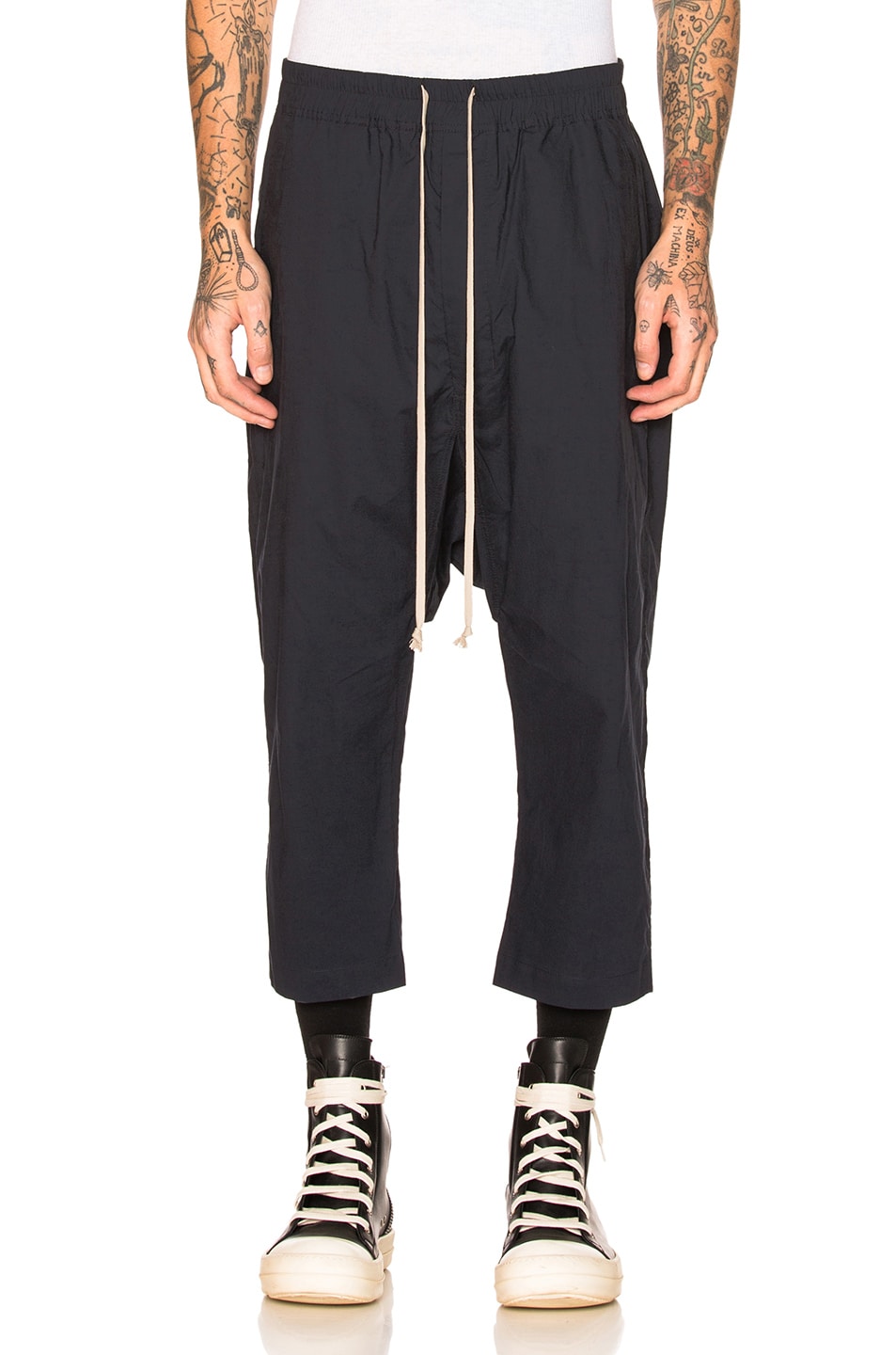 Image 1 of DRKSHDW by Rick Owens Drawstring Cropped Pants in Passport