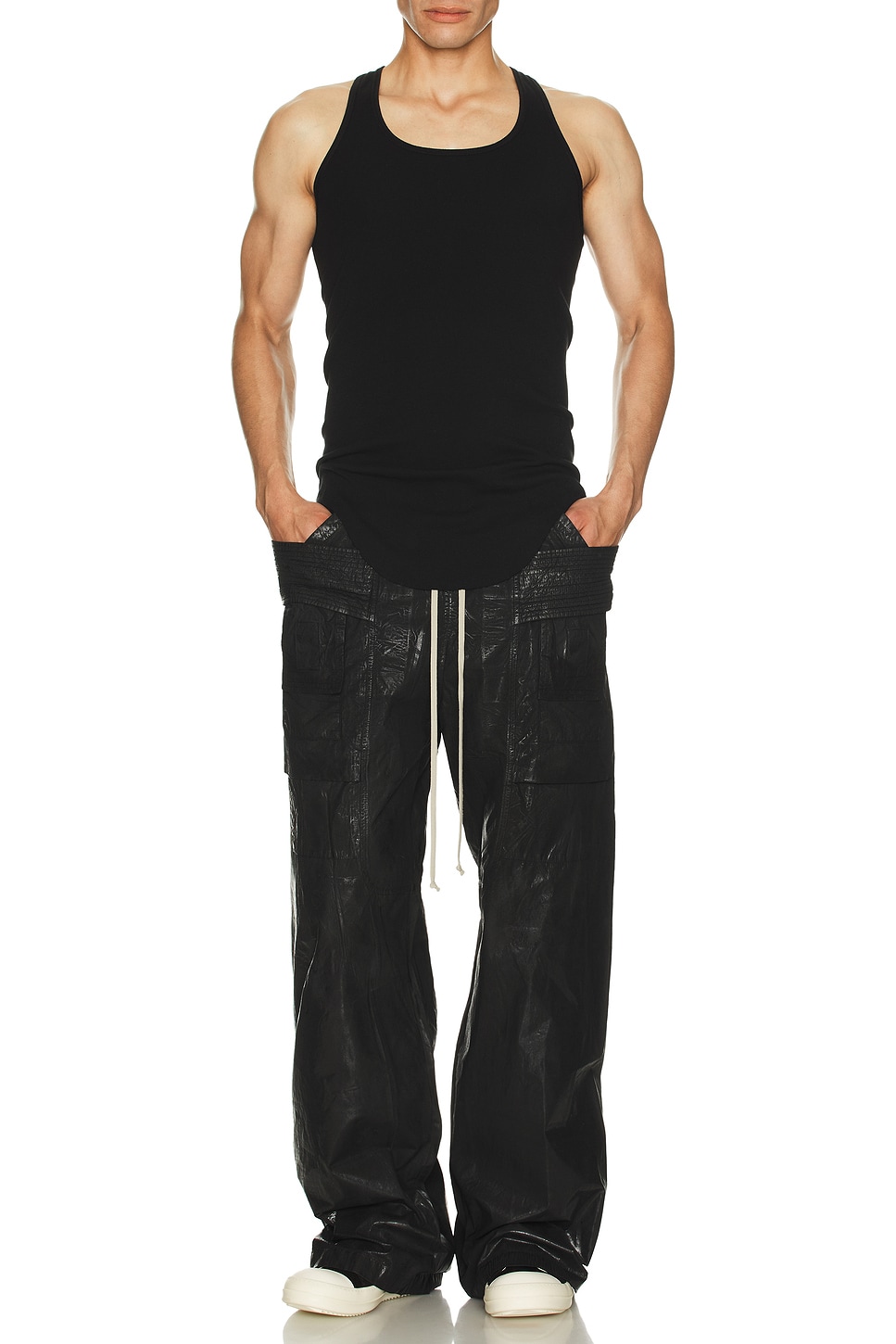 Image 1 of DRKSHDW by Rick Owens Creatch Wide Cargo Drawstring Pants in Black