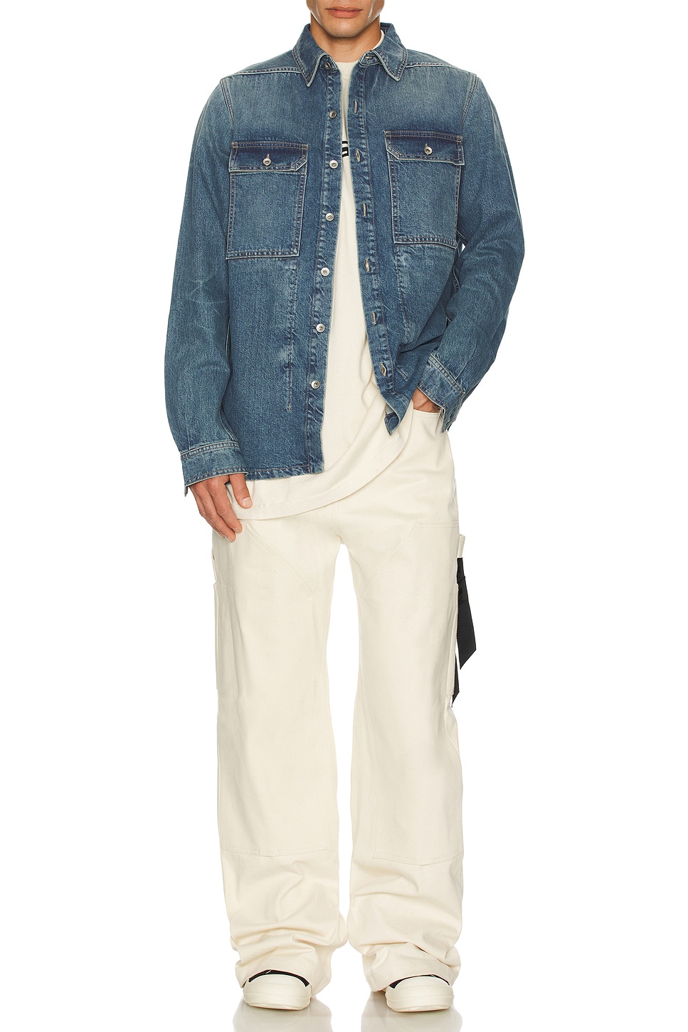 Image 1 of DRKSHDW by Rick Owens Outershirt in Washed Indigo