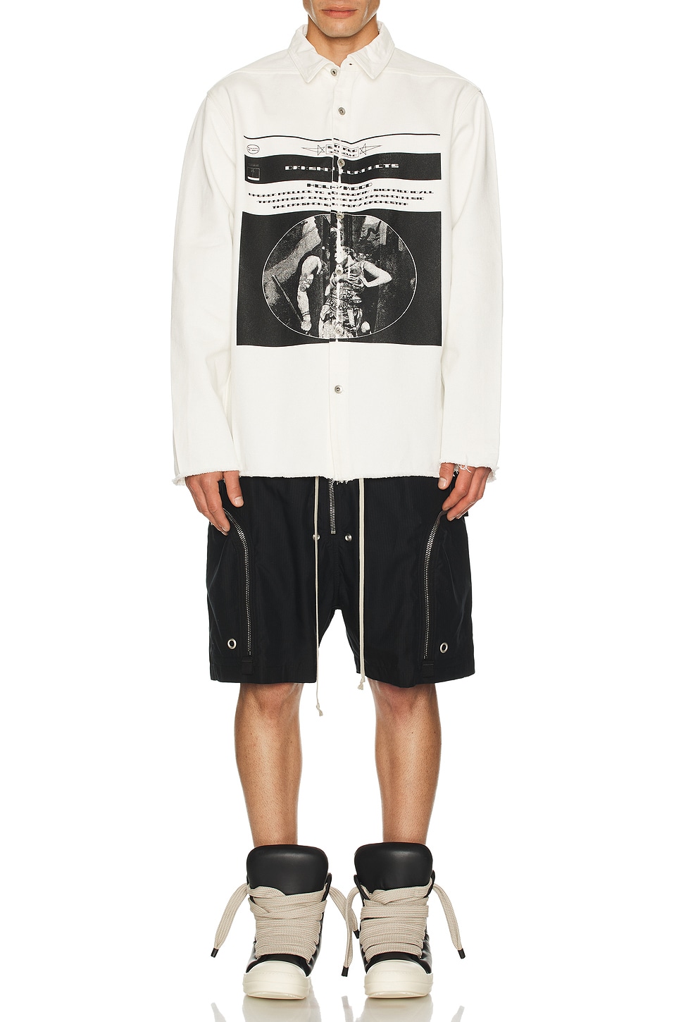 Image 1 of DRKSHDW by Rick Owens Jumbo Outershirt in Milk & Black