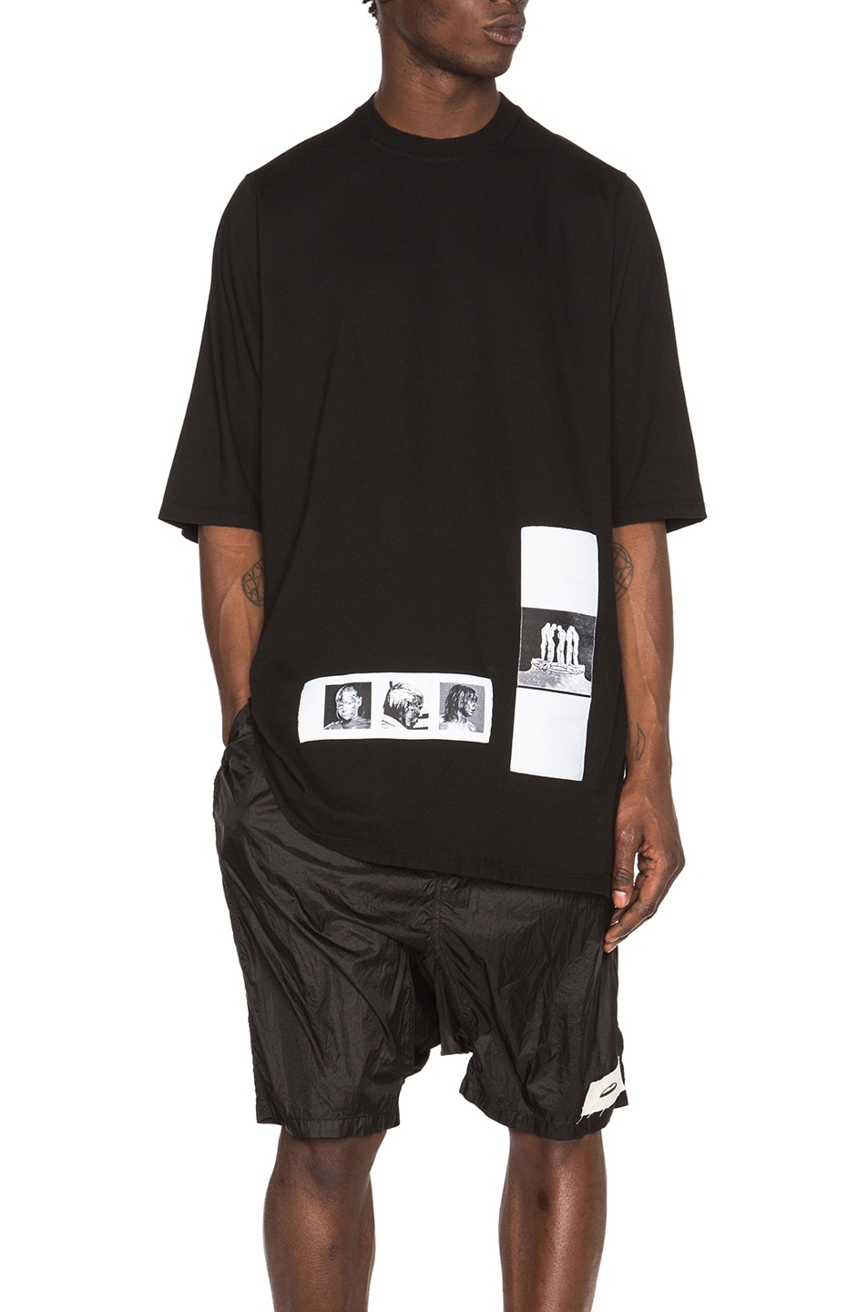 Image 1 of DRKSHDW by Rick Owens Jumbo Tee with Patches in Black