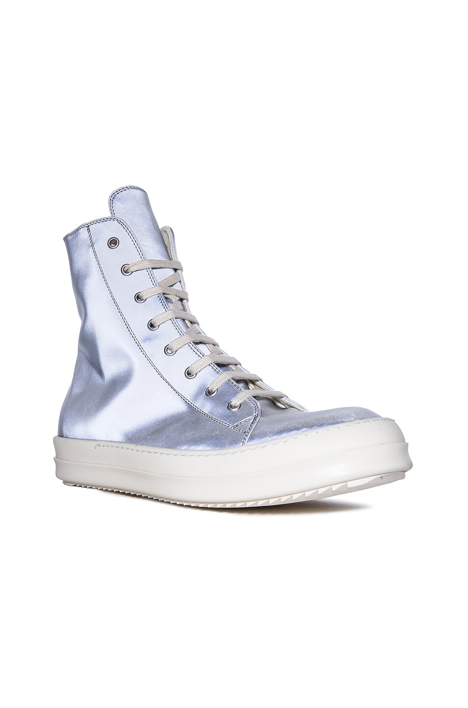 Image 1 of DRKSHDW by Rick Owens Reflective Shine Coated Sneakers in Silver