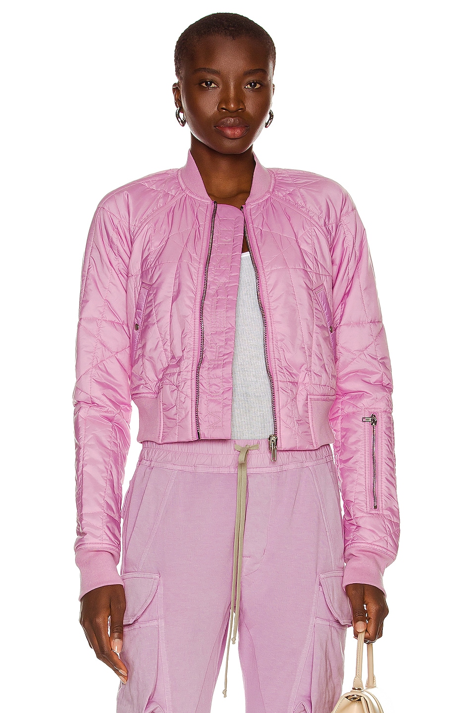 Image 1 of DRKSHDW by Rick Owens Faun Bomber Jacket in Dirty Pink