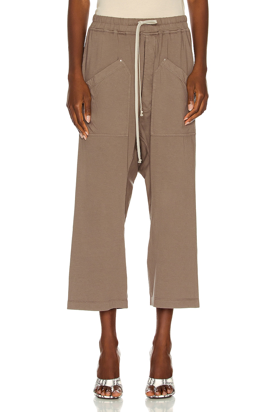 Image 1 of DRKSHDW by Rick Owens Cargo Drawstring Cropped Pant in Dust