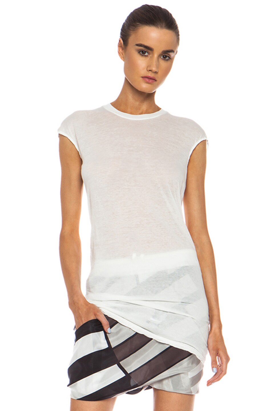 Image 1 of DRKSHDW by Rick Owens Cotton Muscle Tee in Milk